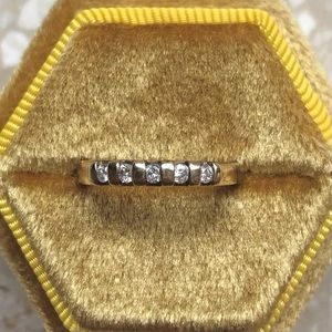 Diamond Band Yellow Gold Tension Vintage Stack Ring